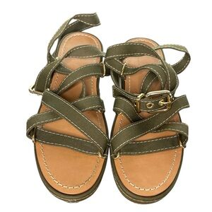 Marni Green Strappy Fabric Platform Sandals Wonens size 39 / 9 Box & dustbags